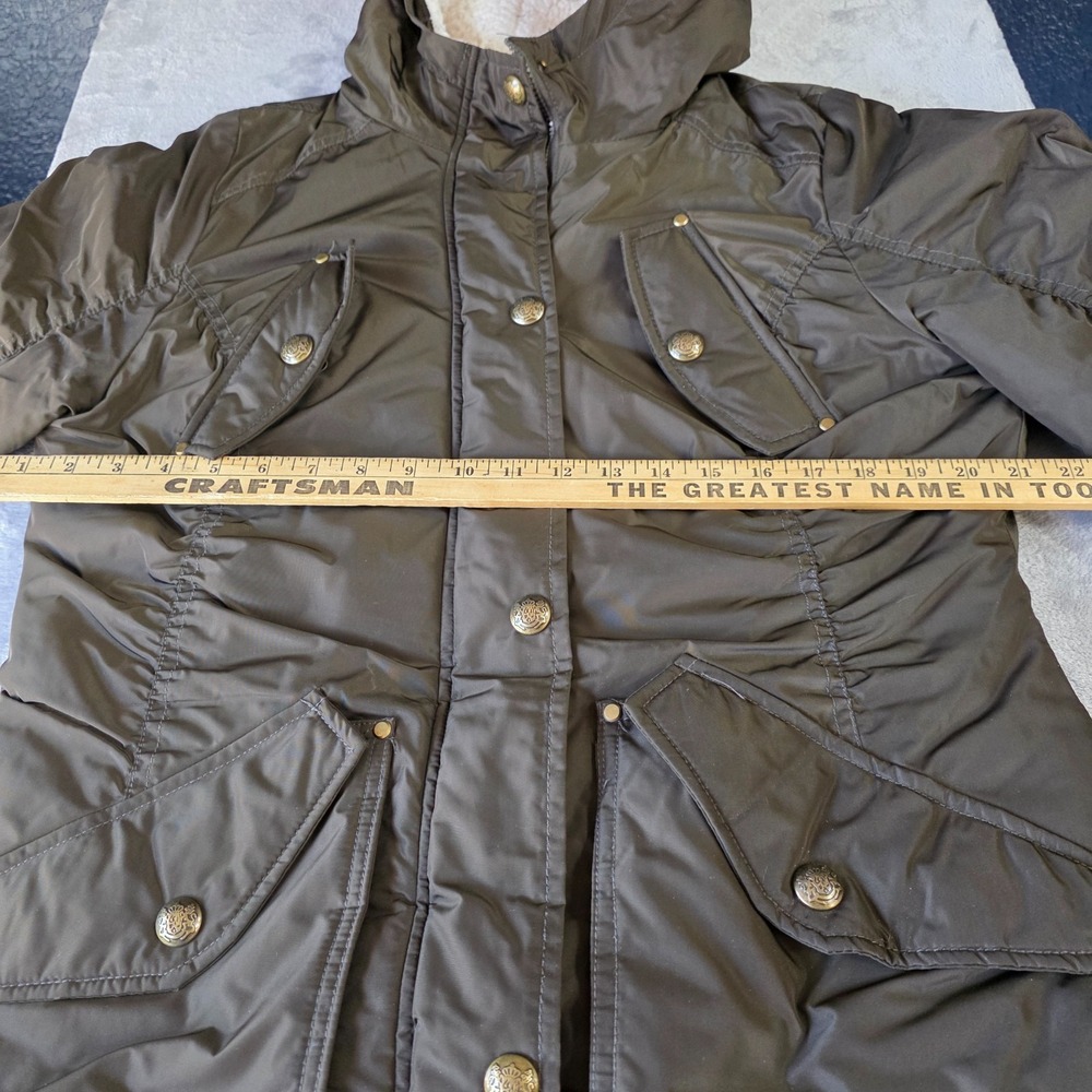 Madden Girl Jacket Size Large Womens Green Pockets Hooded Ladies‎ Military